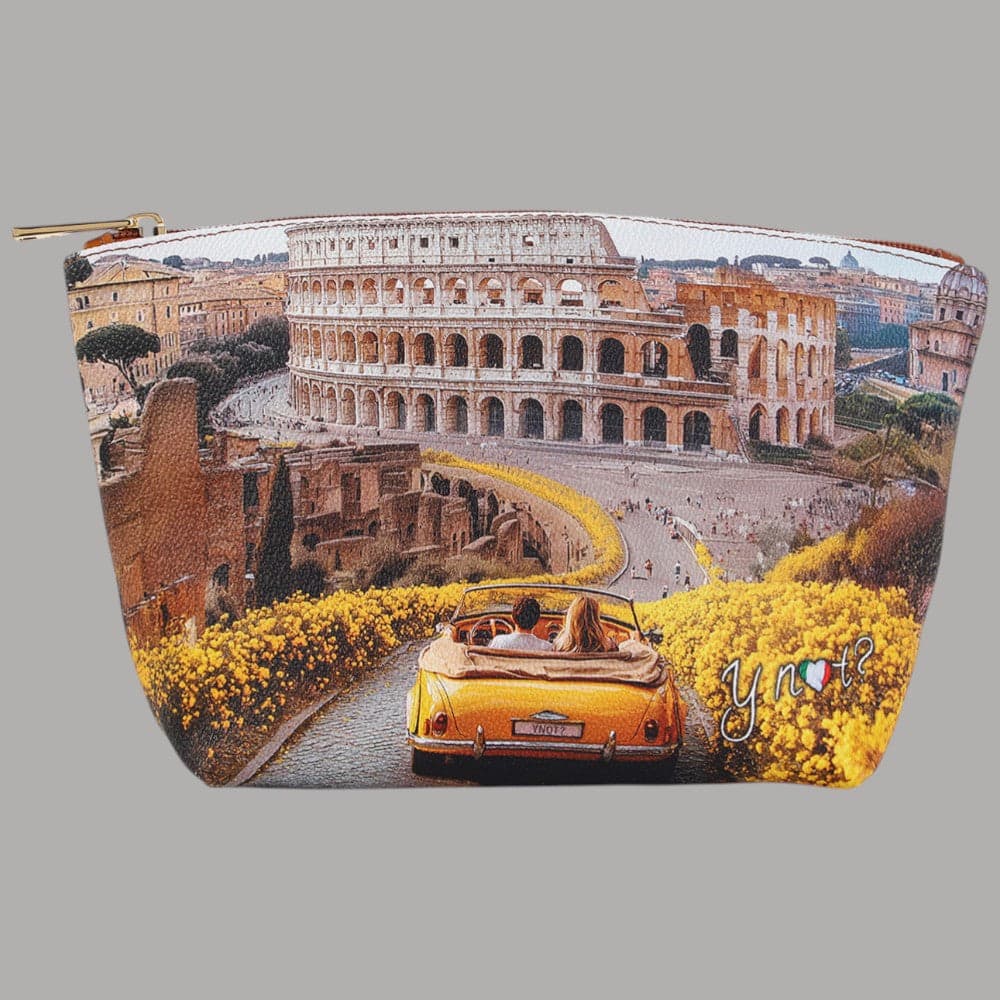 YNot Beauty Bag Medio Ecopelle Pelle Zip Elegante Stampa Città - 9