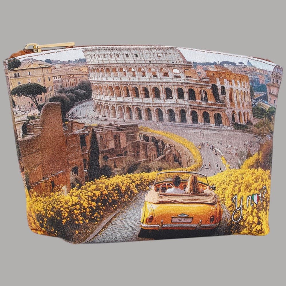 YNot Beauty Bag Medio Ecopelle Pelle Zip Elegante Stampa Città - 2