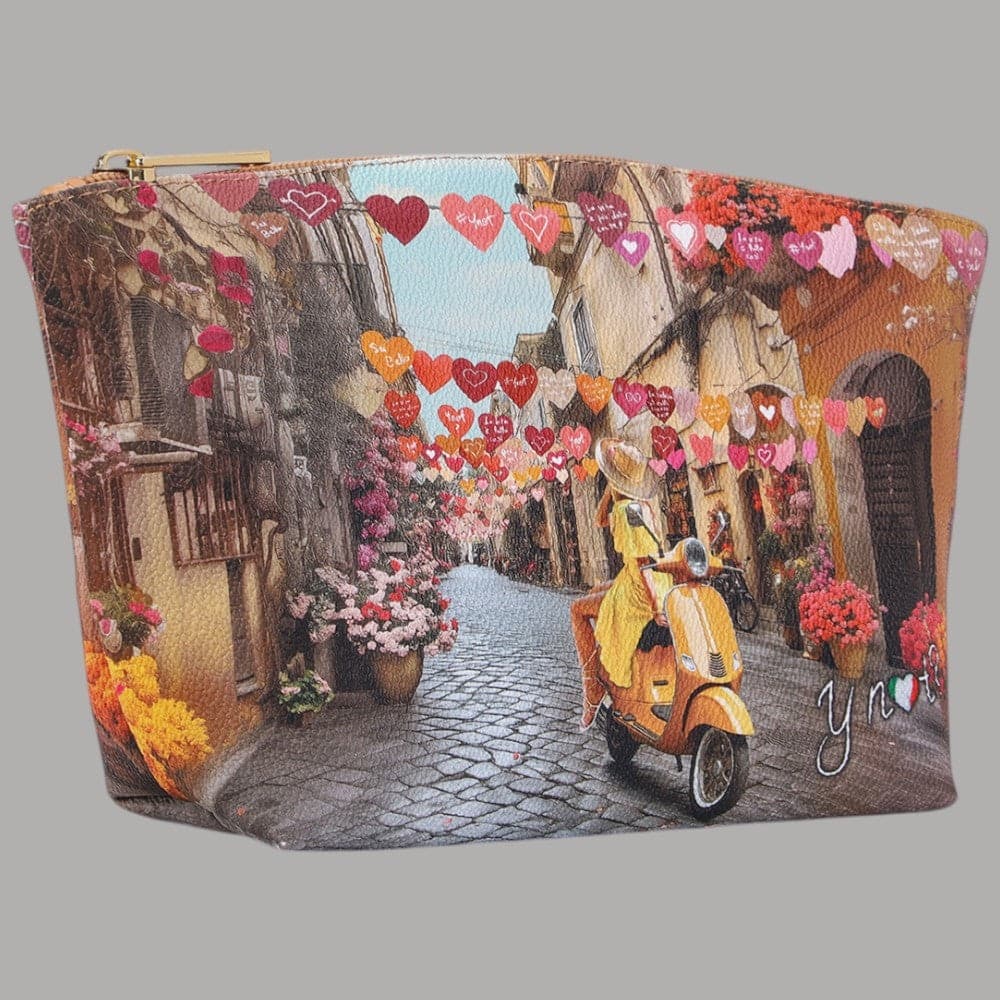YNot Beauty Bag Medio Ecopelle Pelle Zip Elegante Stampa Città - 6