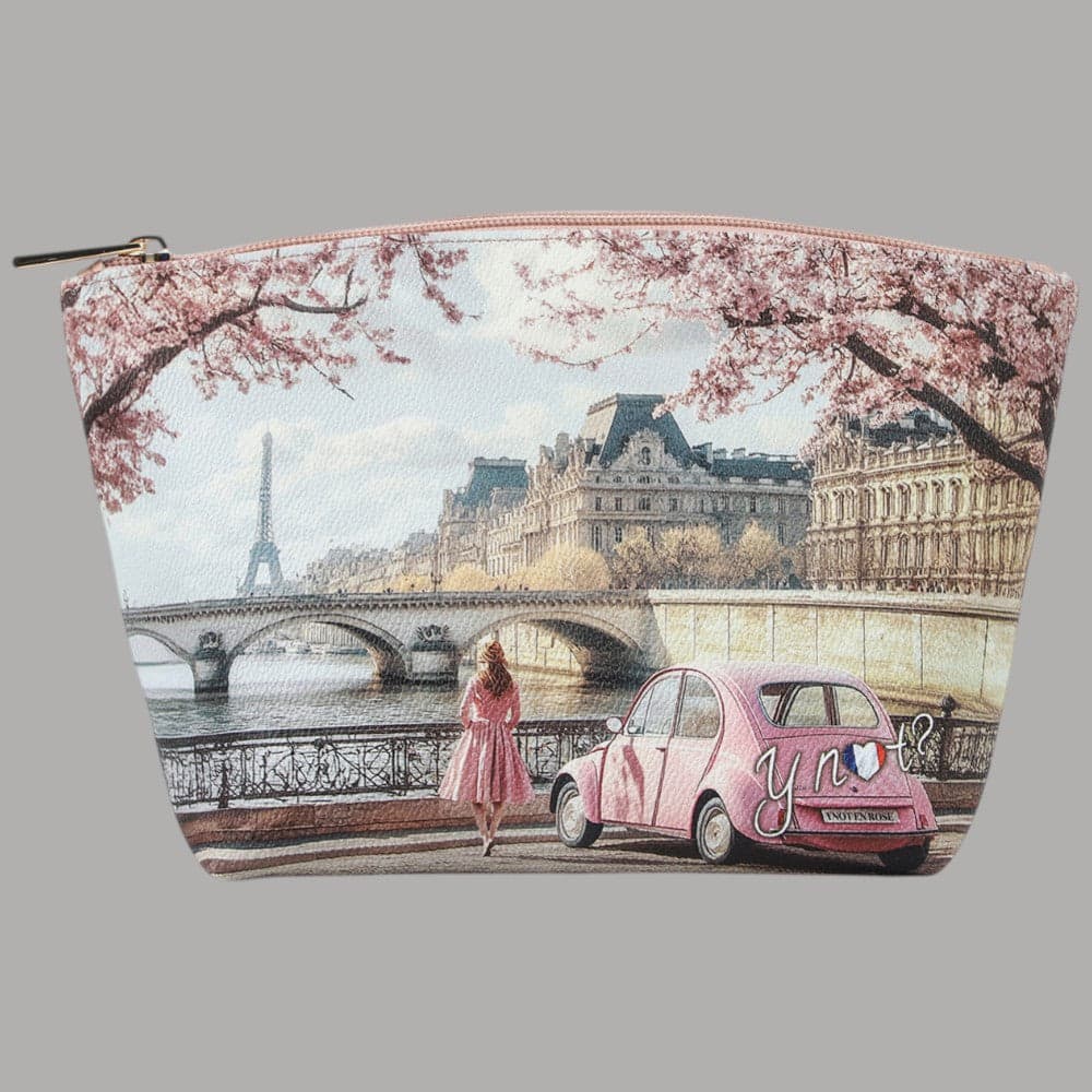 YNot Beauty Bag Medio Ecopelle Pelle Zip Elegante Stampa Città - 7