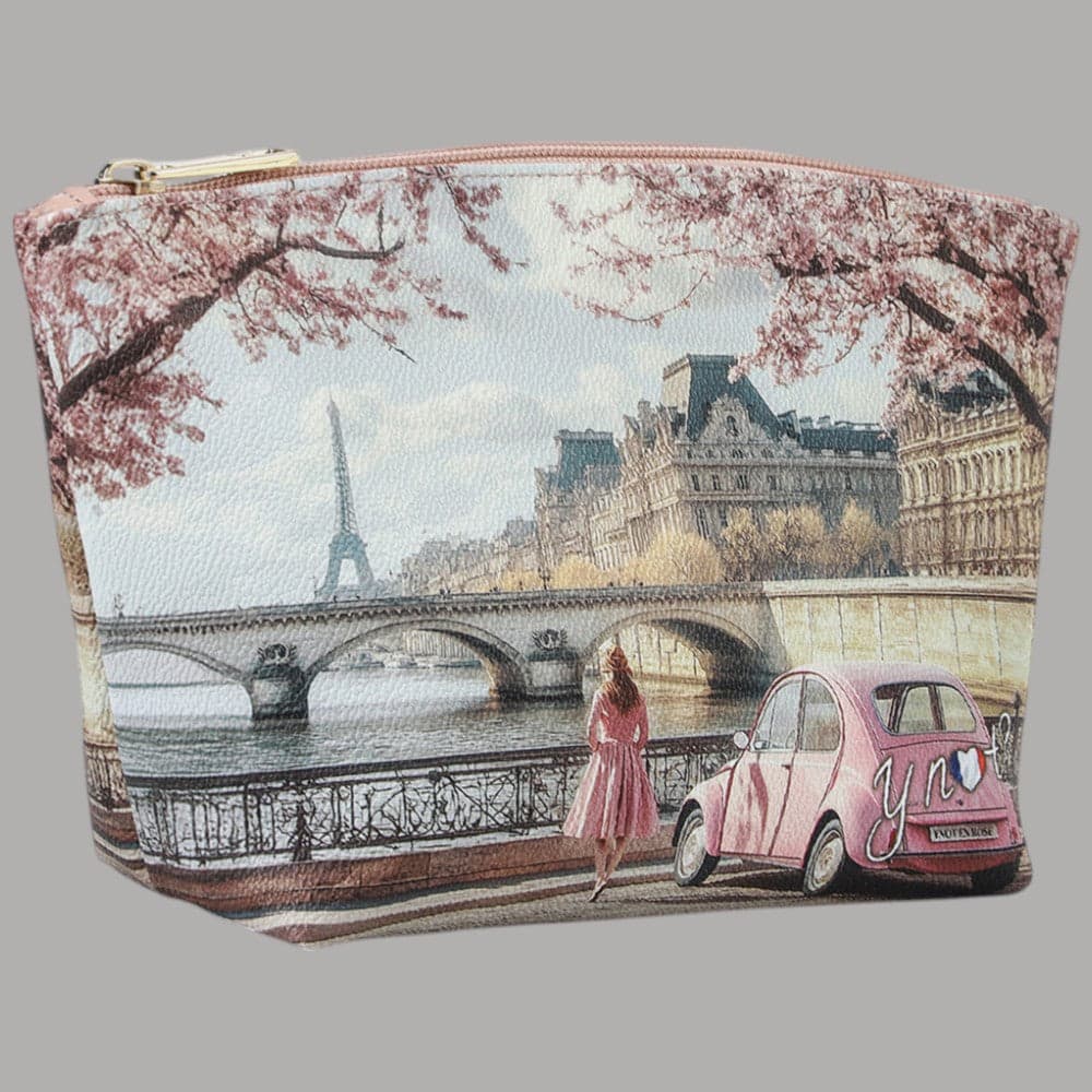 YNot Beauty Bag Medio Ecopelle Pelle Zip Elegante Stampa Città - 8