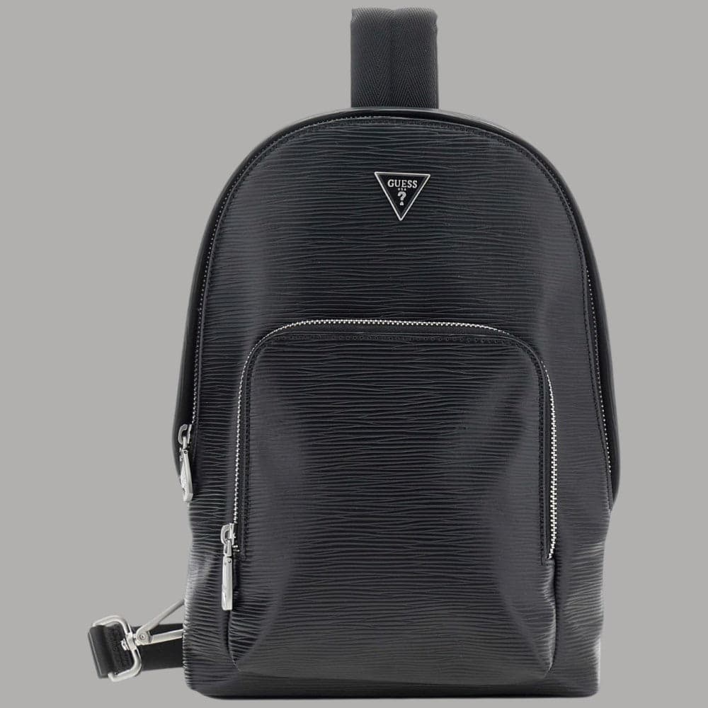 Guess Zaino Uomo Milano Monospalla Similpelle Nero con Logo Triangolare - 4