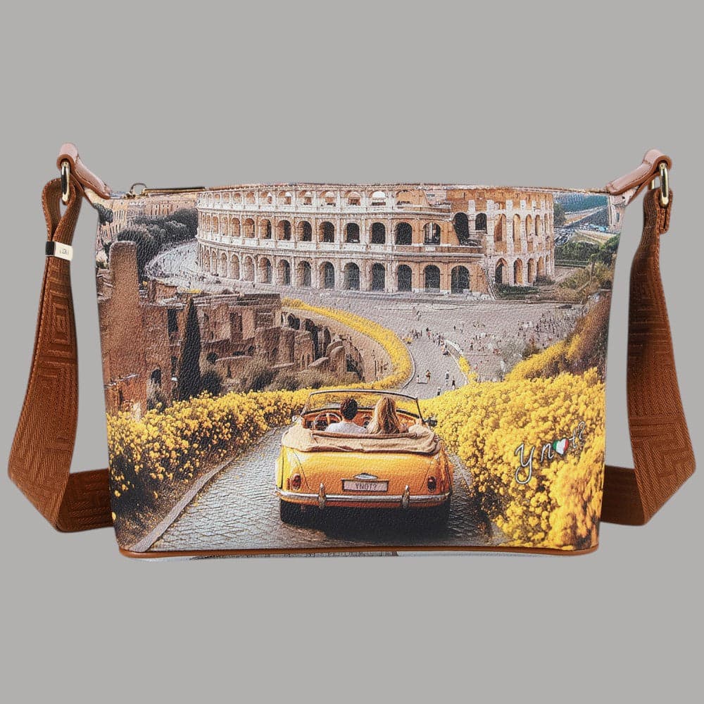 Ynot borsa hobo Yesbag stampa città ecopelle leggera compatta made in Italy - 13
