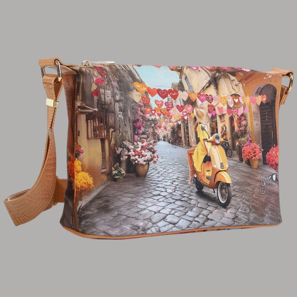 Ynot borsa hobo Yesbag stampa città ecopelle leggera compatta made in Italy - 11