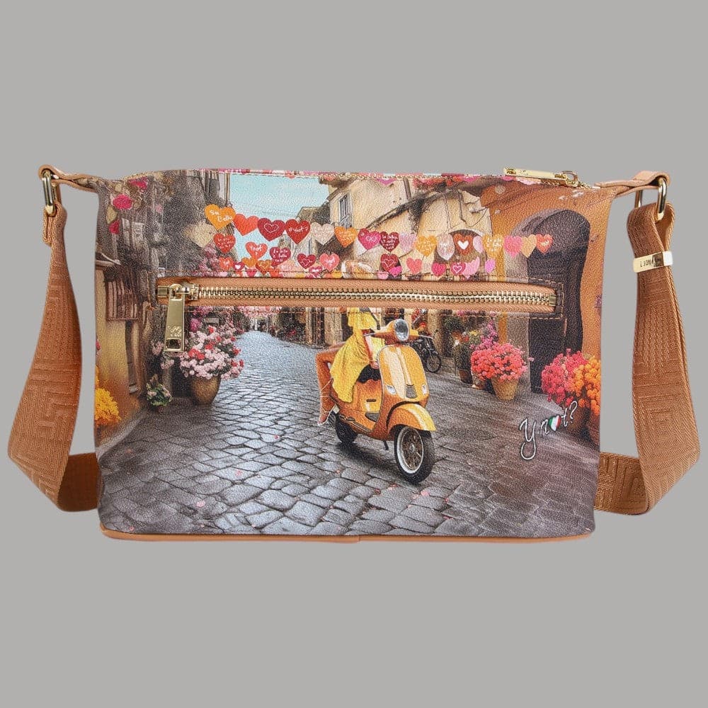 Ynot borsa hobo Yesbag stampa città ecopelle leggera compatta made in Italy - 12