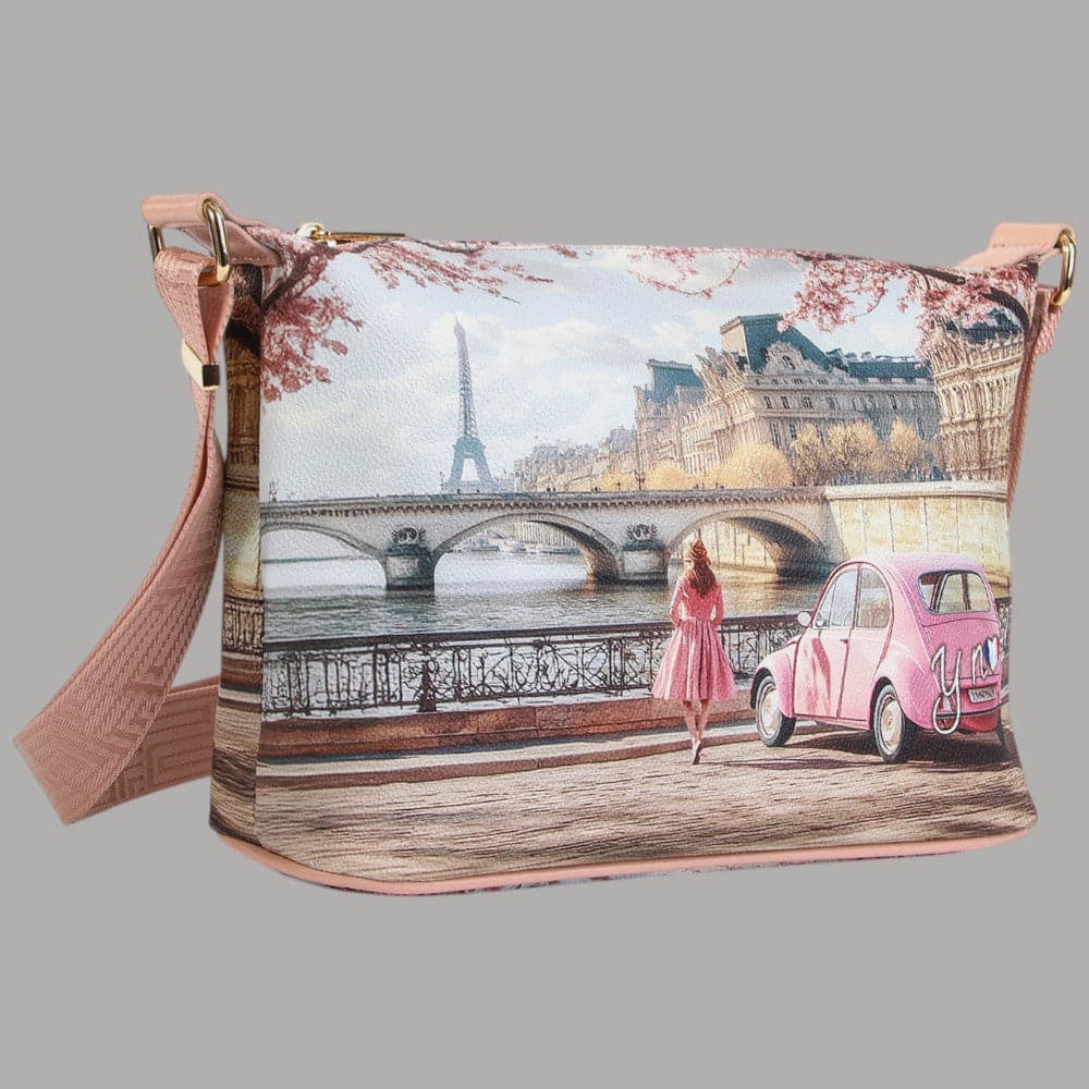 Ynot borsa hobo Yesbag stampa città ecopelle leggera compatta made in Italy - 8