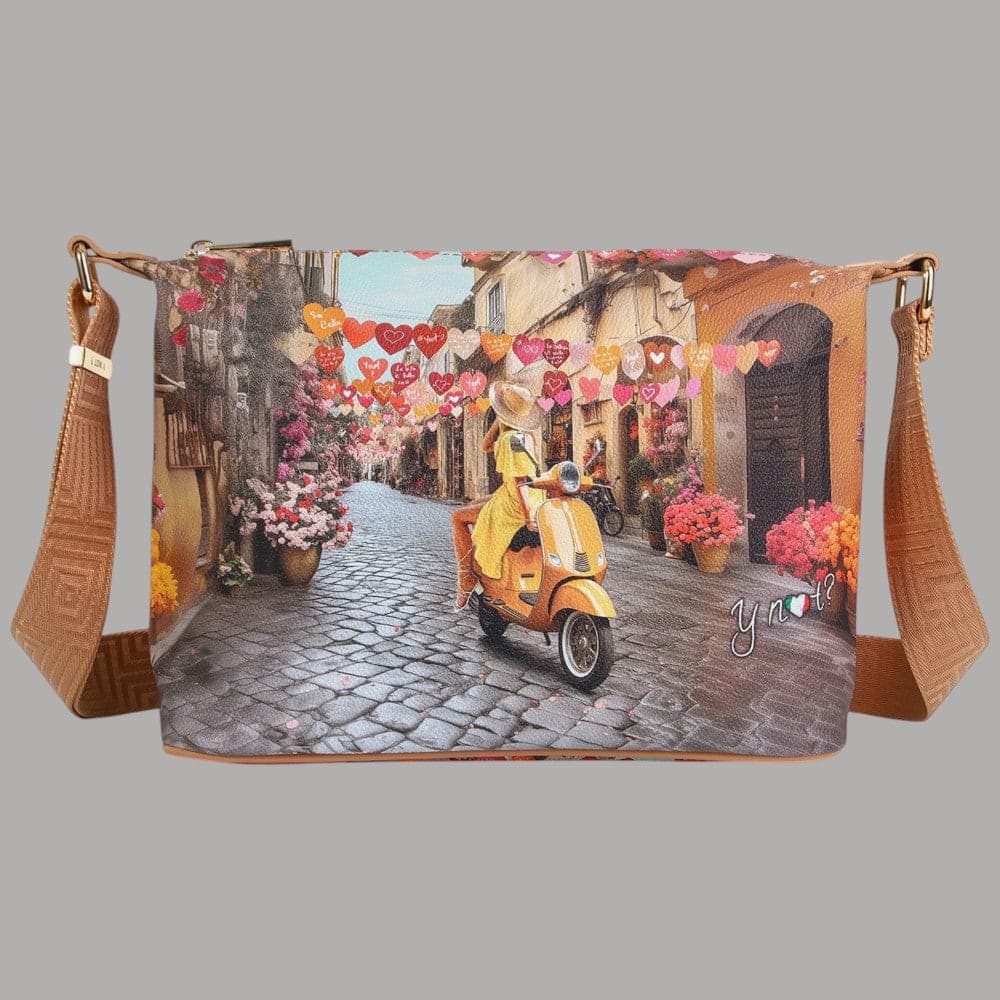 Ynot borsa hobo Yesbag stampa città ecopelle leggera compatta made in Italy - 10