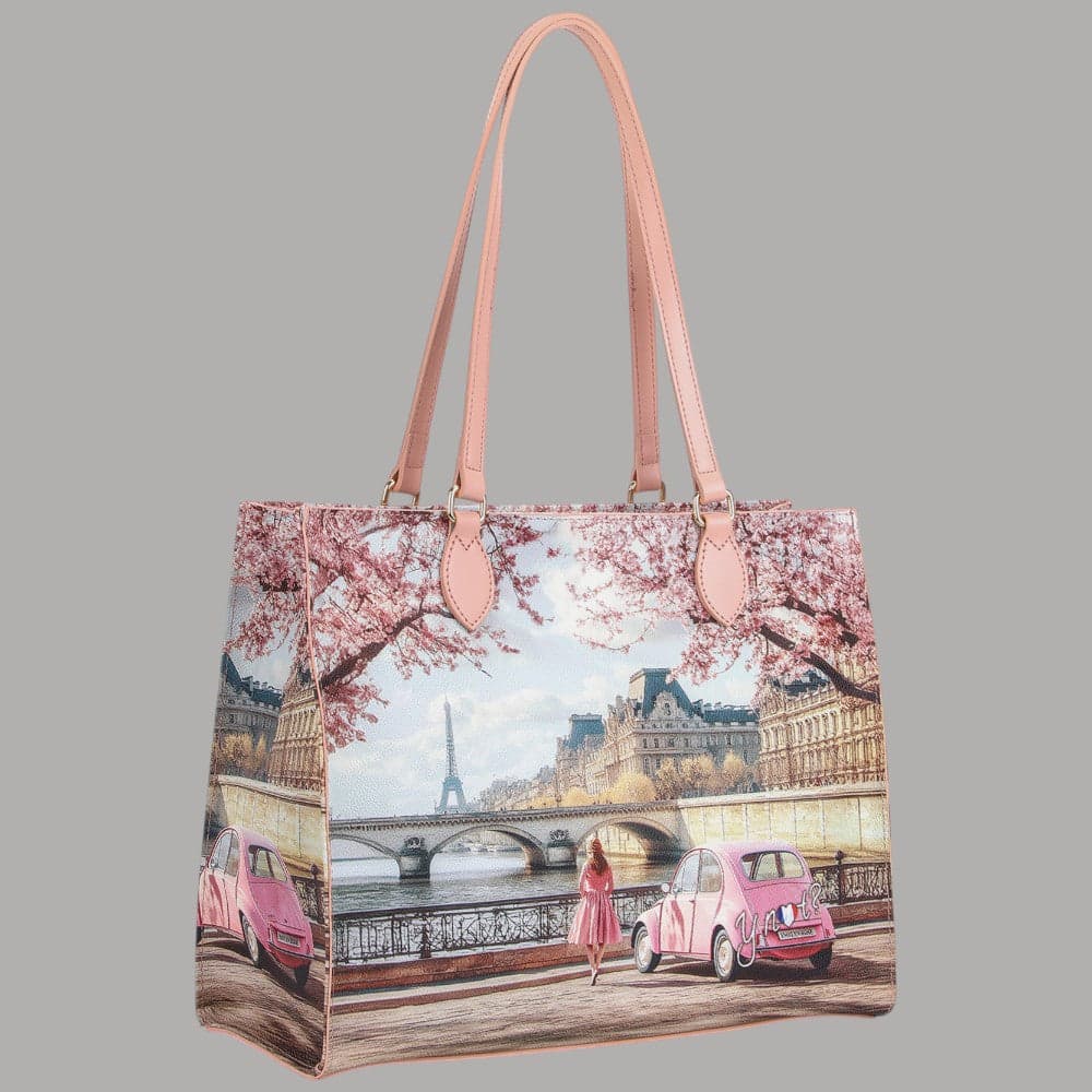 YNot borsa shopping bag in eCOPELLE con stampa città e tasca zip - 8