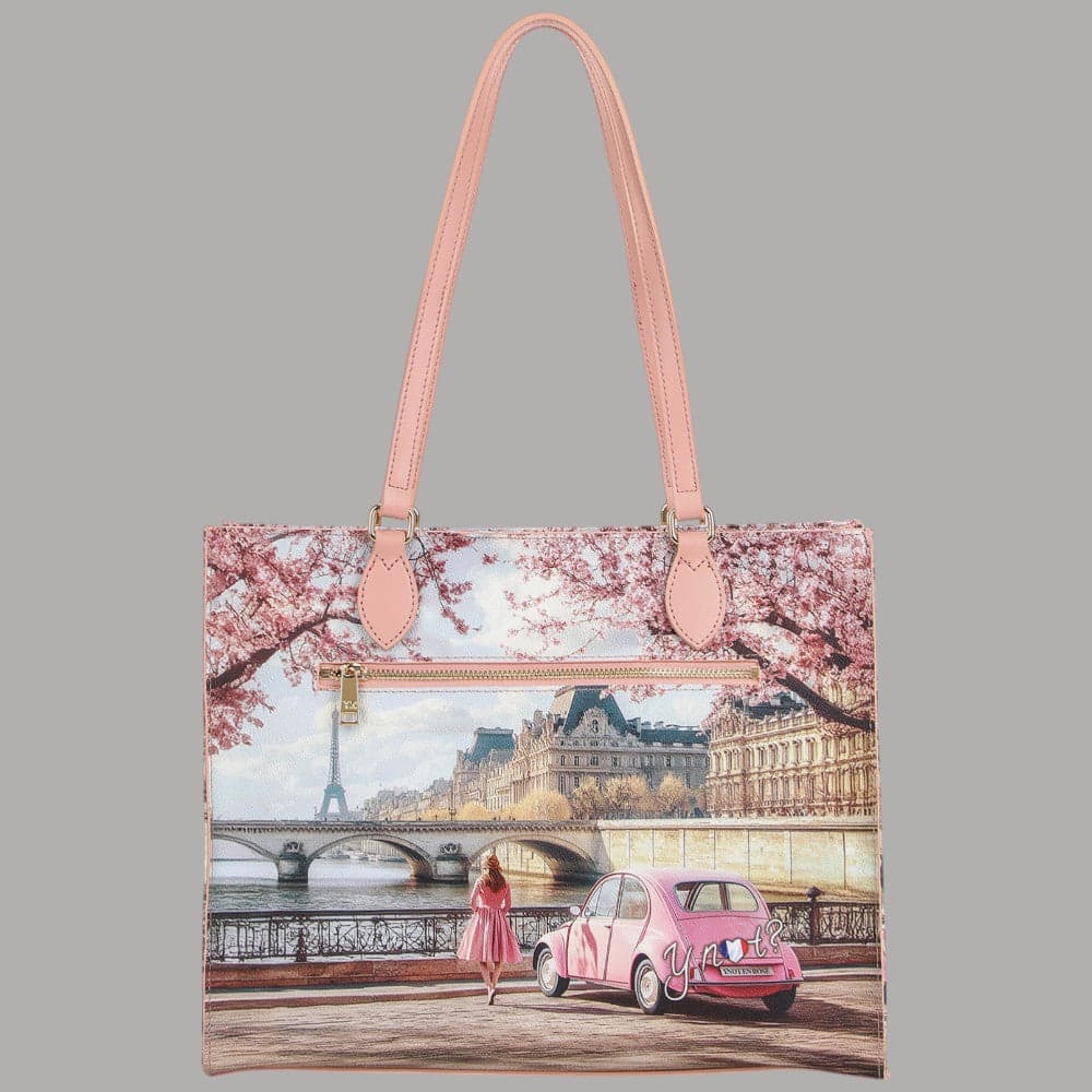 YNot borsa shopping bag in eCOPELLE con stampa città e tasca zip - 9