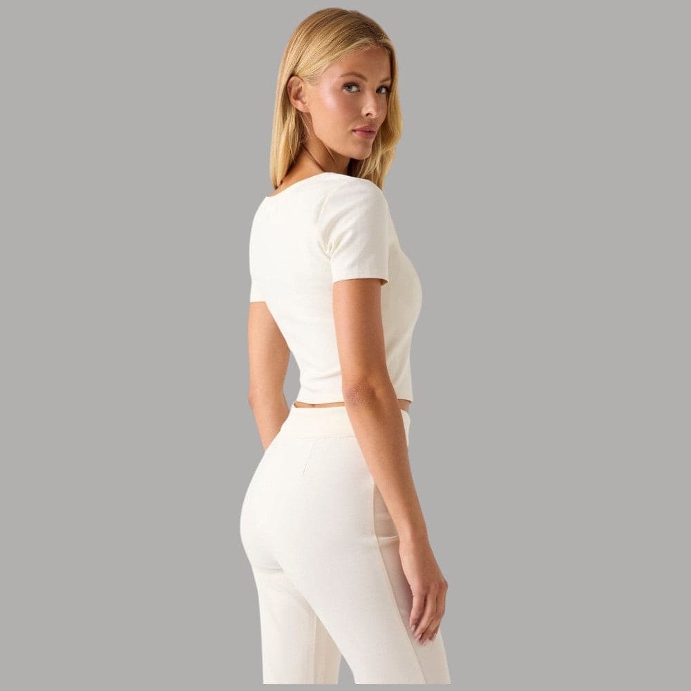 Top Guess Corto Scollo Quadrato con Bottoni Gioiello - 3