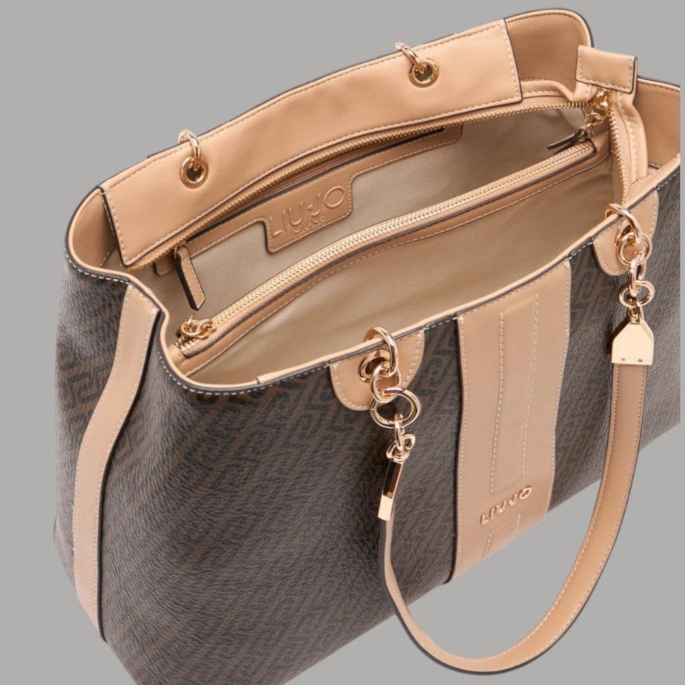 Liu Jo Borsa Shopping Media con Logo Monogram e Tracolla Removibile - 12
