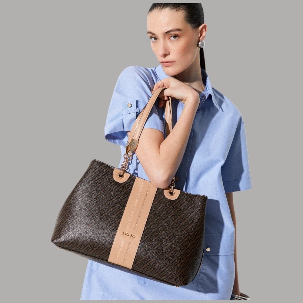 Liu Jo Borsa Shopping Media con Logo Monogram e Tracolla Removibile - 13