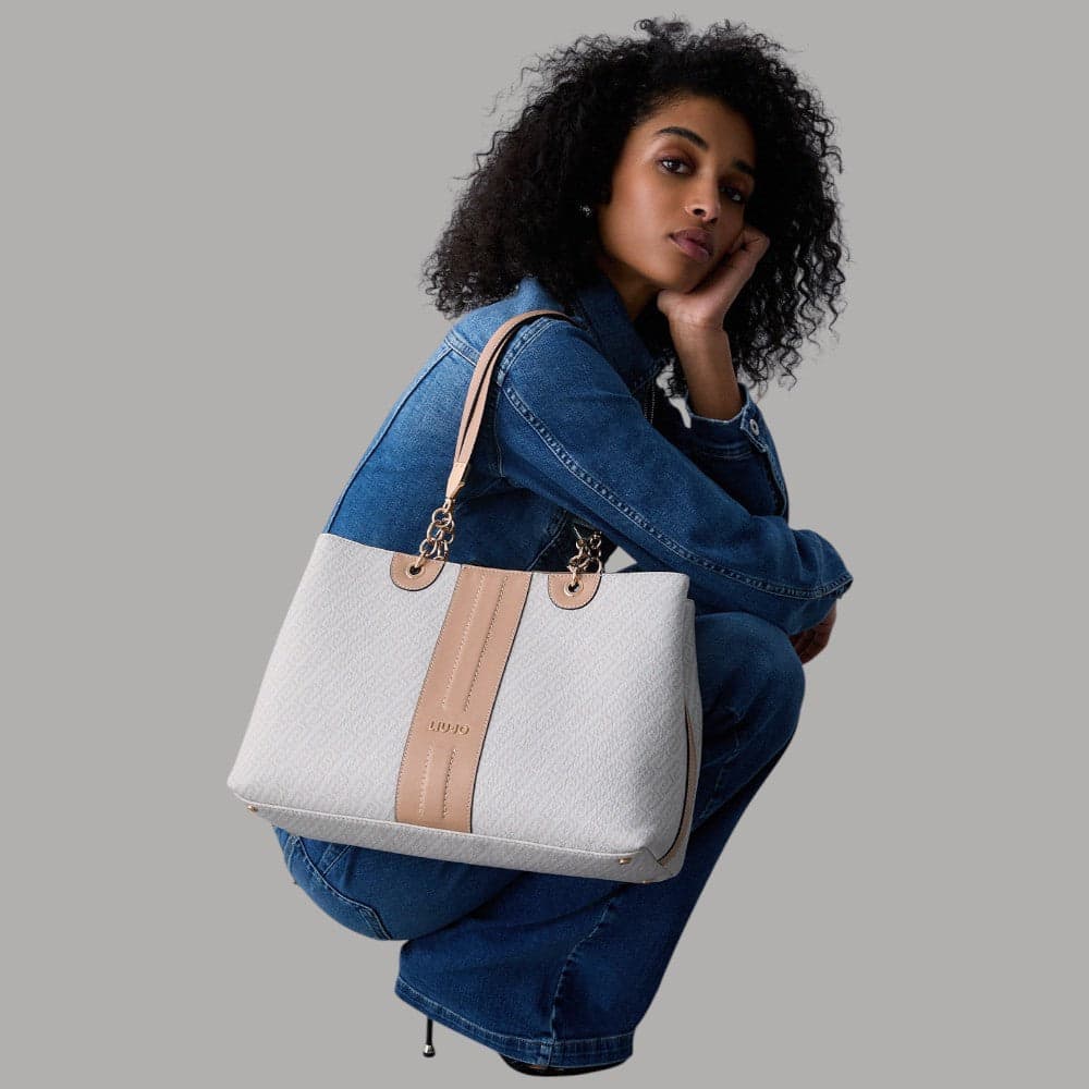 Liu Jo Borsa Shopping Media con Logo Monogram e Tracolla Removibile - 7