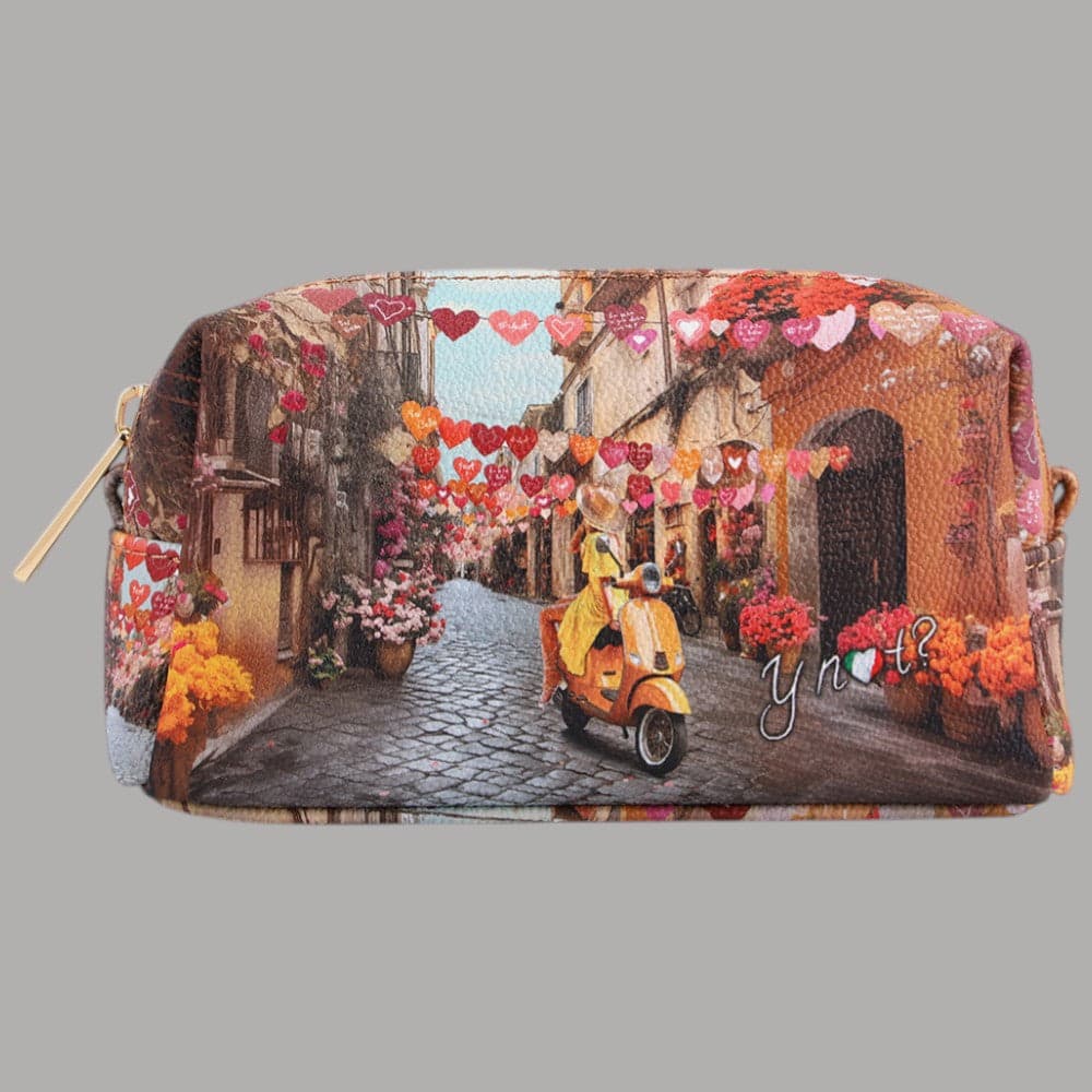 YNot Beauty Case Ecopelle Zip Elegante Stampa Città Compatto Resistenti - 12
