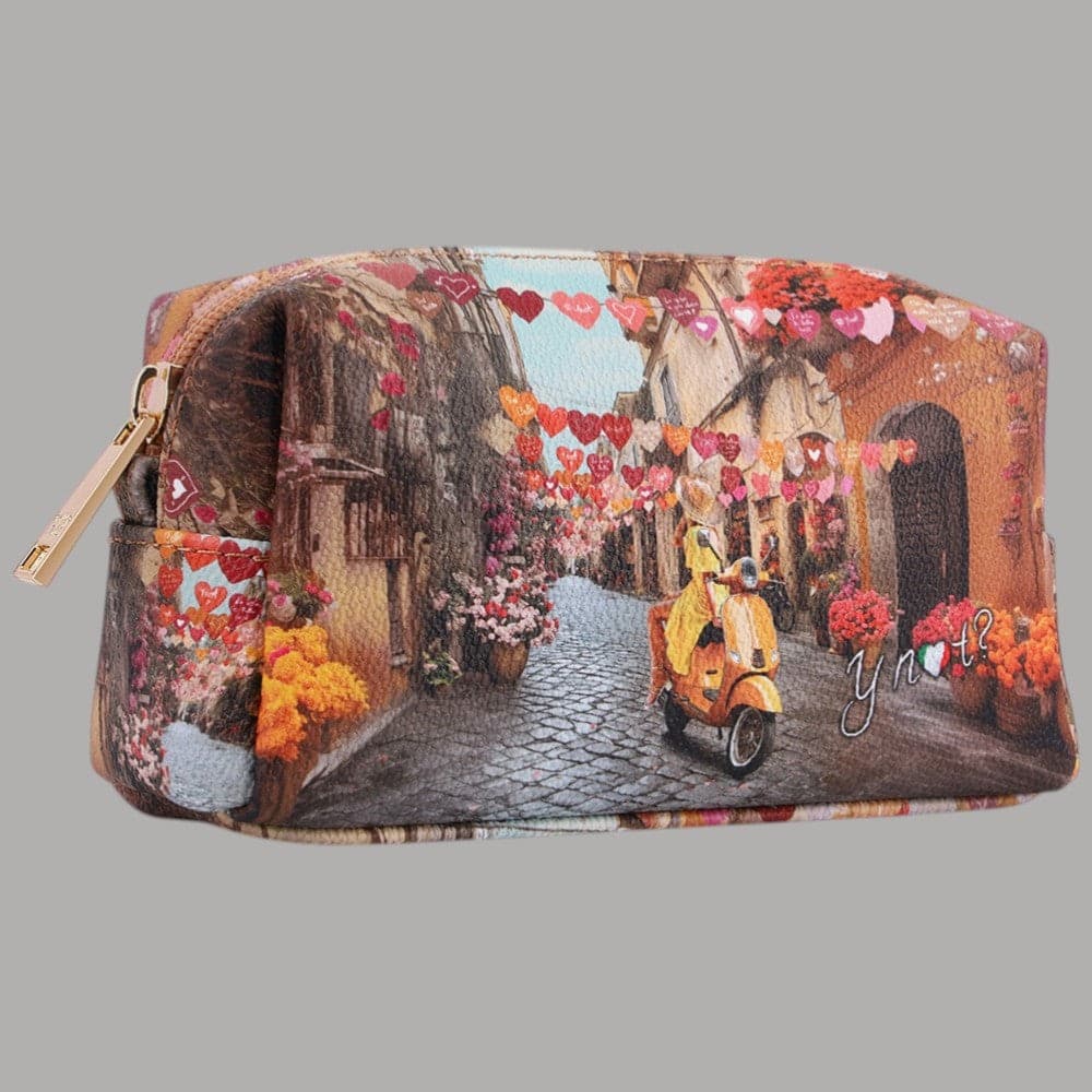 YNot Beauty Case Ecopelle Zip Elegante Stampa Città Compatto Resistenti - 8