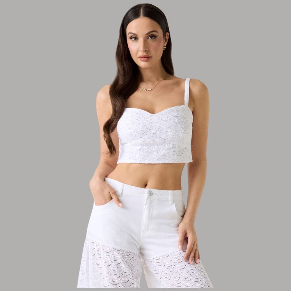 Top Guess in Pizzo Sangallo Cotone - Eleganza Senza Maniche - 6