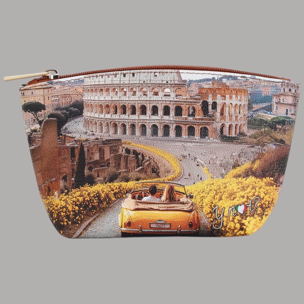 YNot Beauty Case Ecopelle con Stampa Città Zip Sicura Interno Foderato - 9