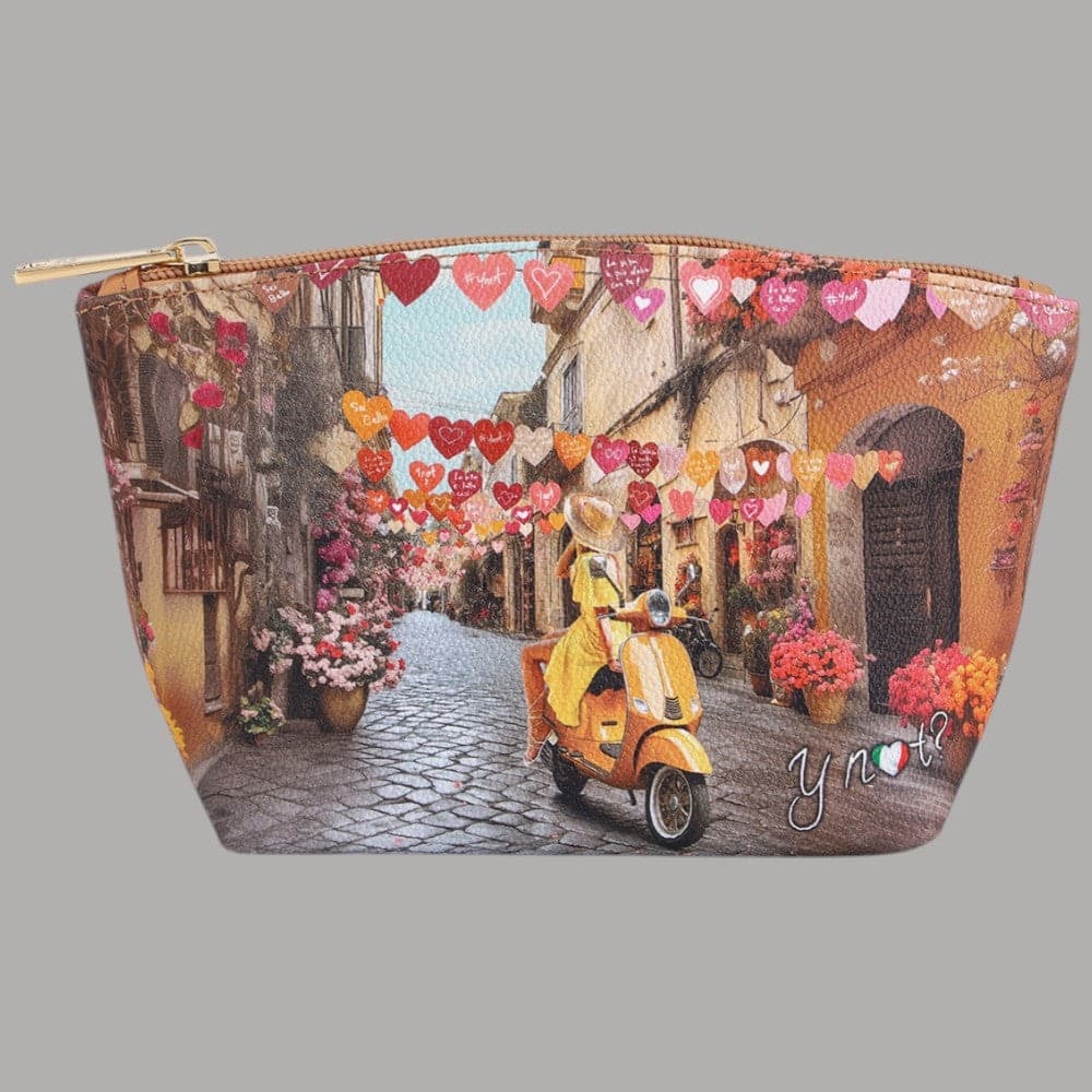 YNot Beauty Case Ecopelle con Stampa Città Zip Sicura Interno Foderato - 7