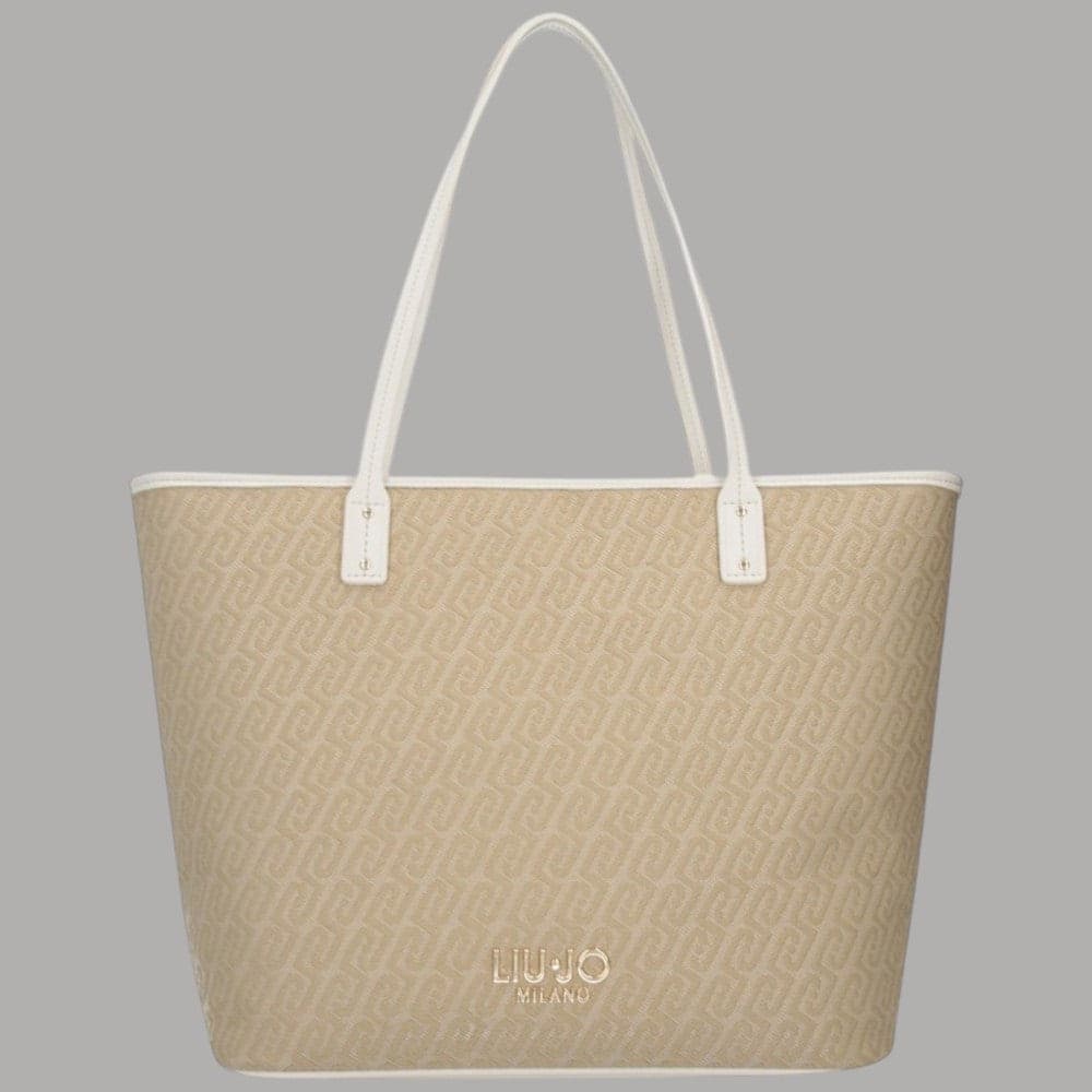 Liu Jo borsa shopping tote jacquard con zip e logo frontale