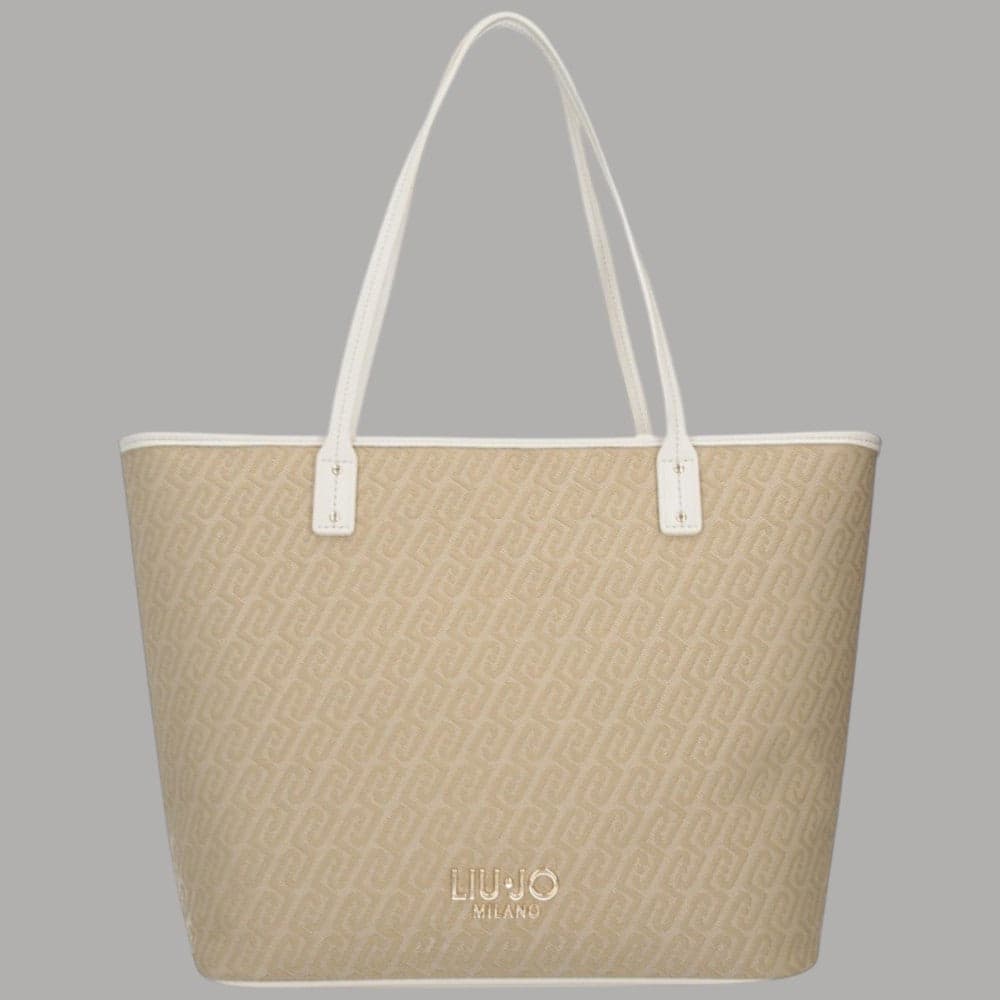 Liu Jo borsa shopping tote jacquard con zip e logo frontale - 5
