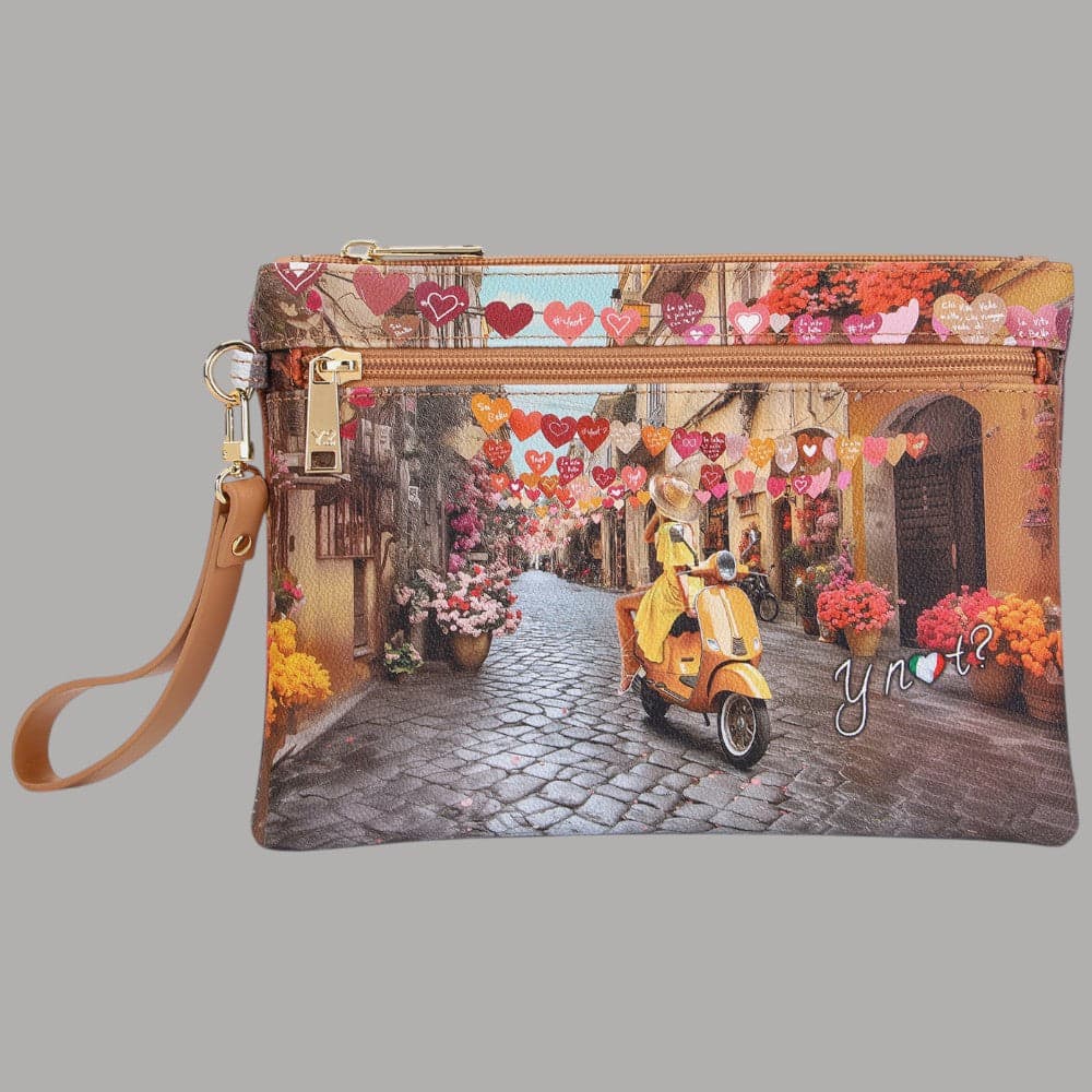 YNot Pochette Yesbag Stampa Città con Polsiera e Zip Frontale Elegante - 16