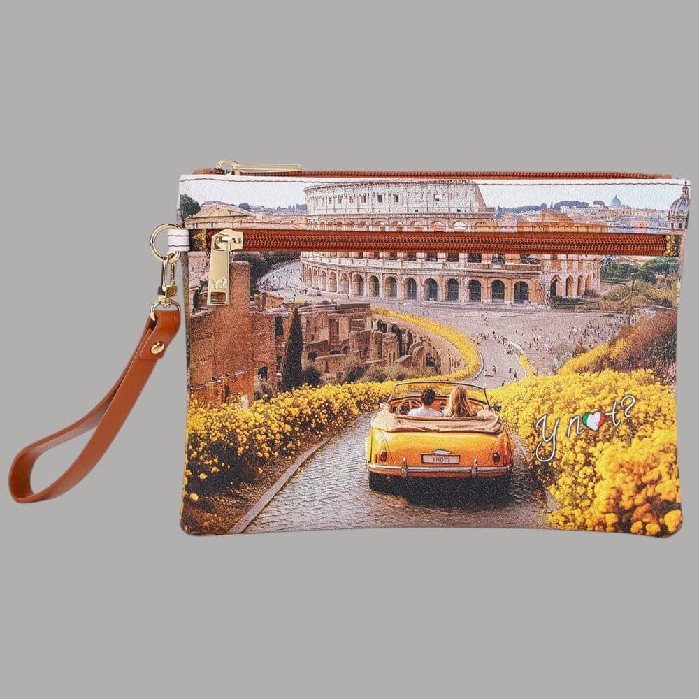 YNot Pochette Yesbag Stampa Città con Polsiera e Zip Frontale Elegante - 2