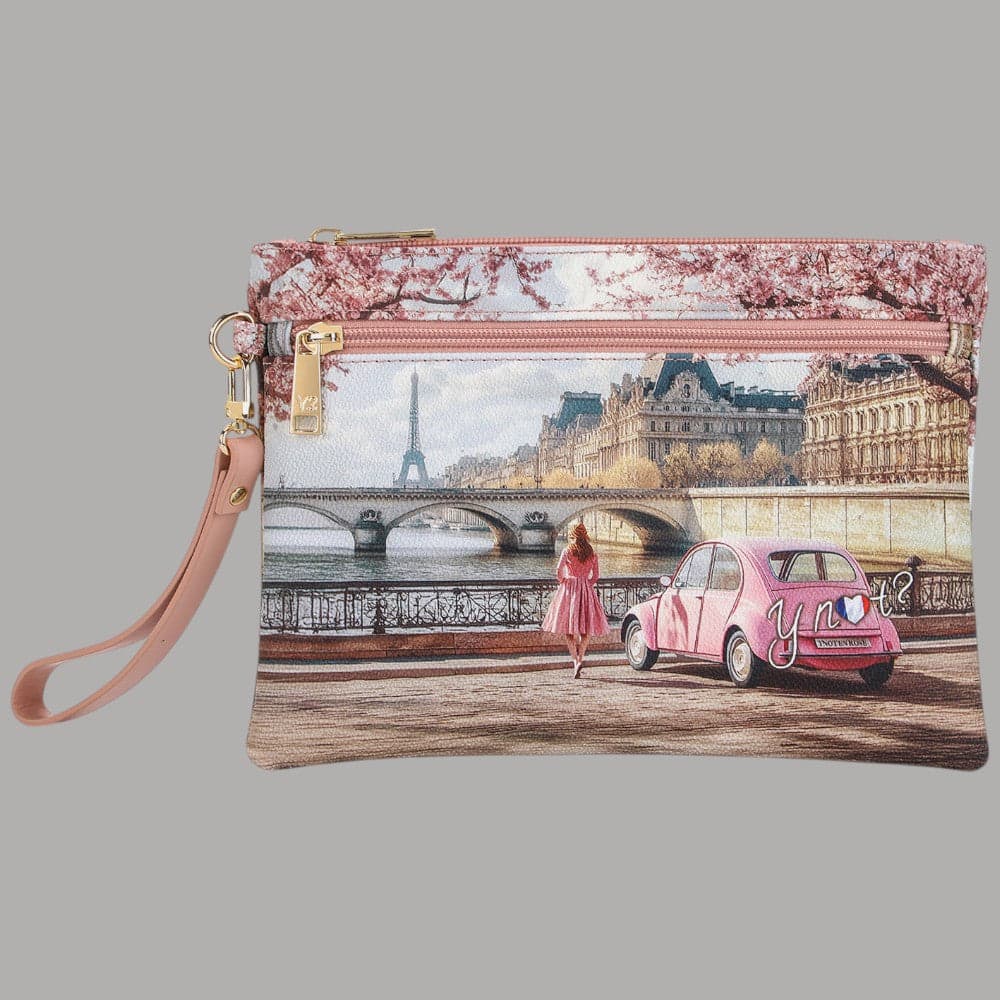 YNot Pochette Yesbag Stampa Città con Polsiera e Zip Frontale Elegante - 11