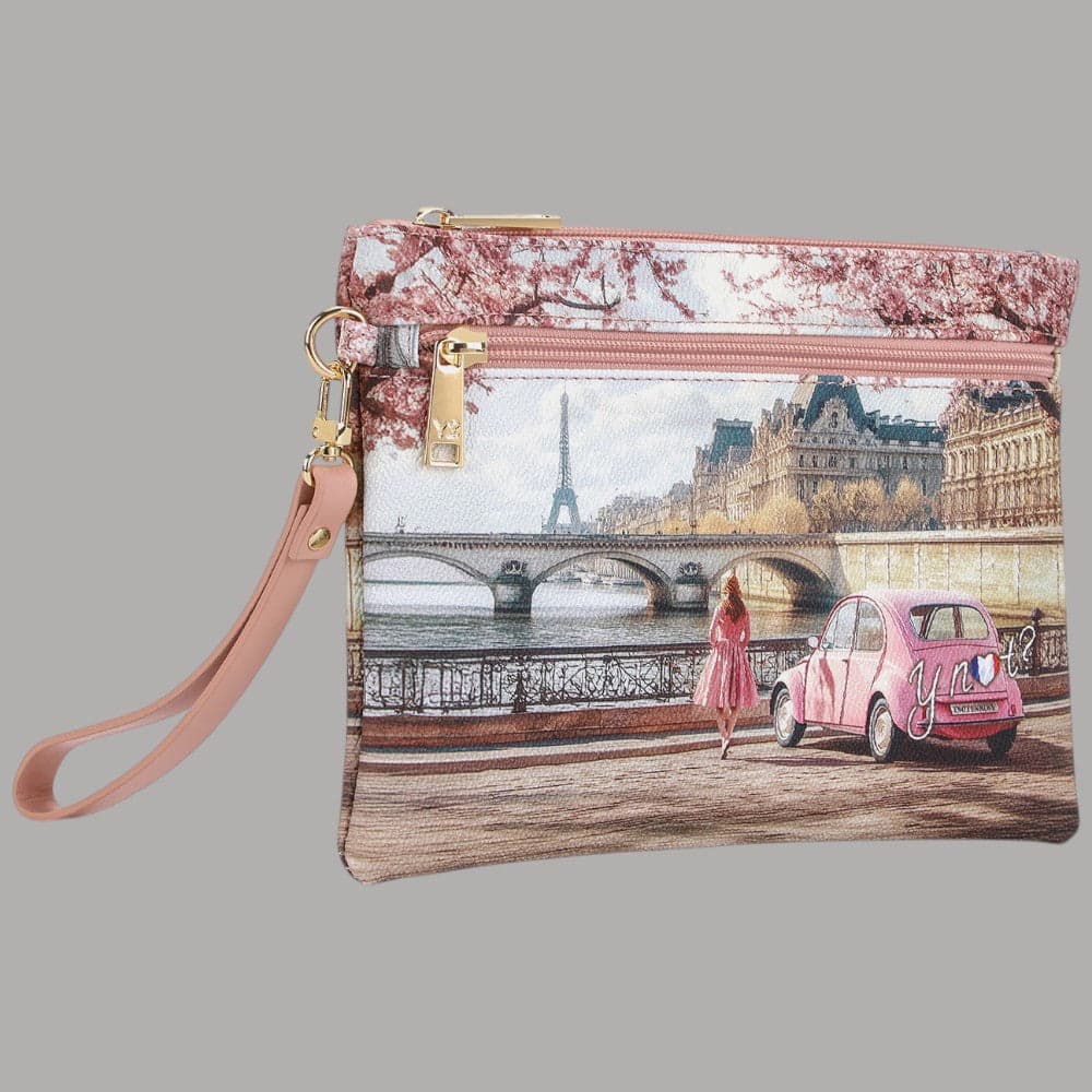 YNot Pochette Yesbag Stampa Città con Polsiera e Zip Frontale Elegante - 12