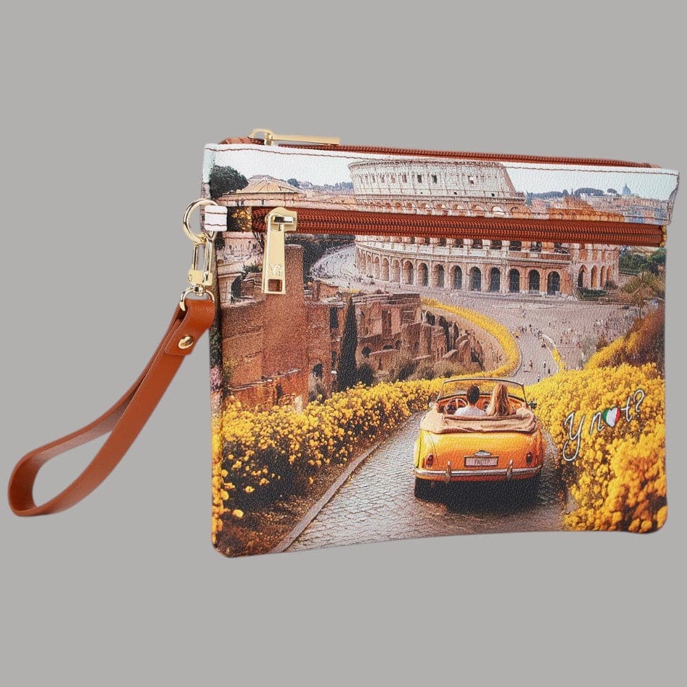 YNot Pochette Yesbag Stampa Città con Polsiera e Zip Frontale Elegante - 3