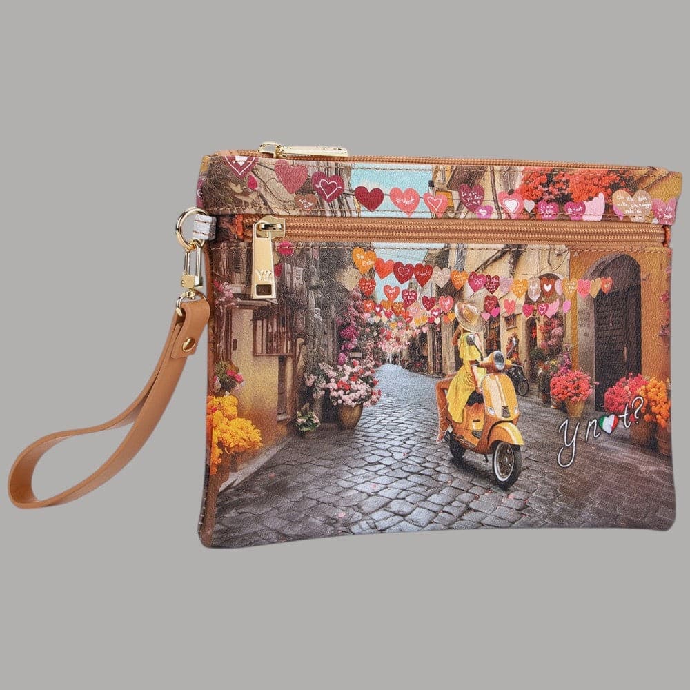 YNot Pochette Yesbag Stampa Città con Polsiera e Zip Frontale Elegante - 5