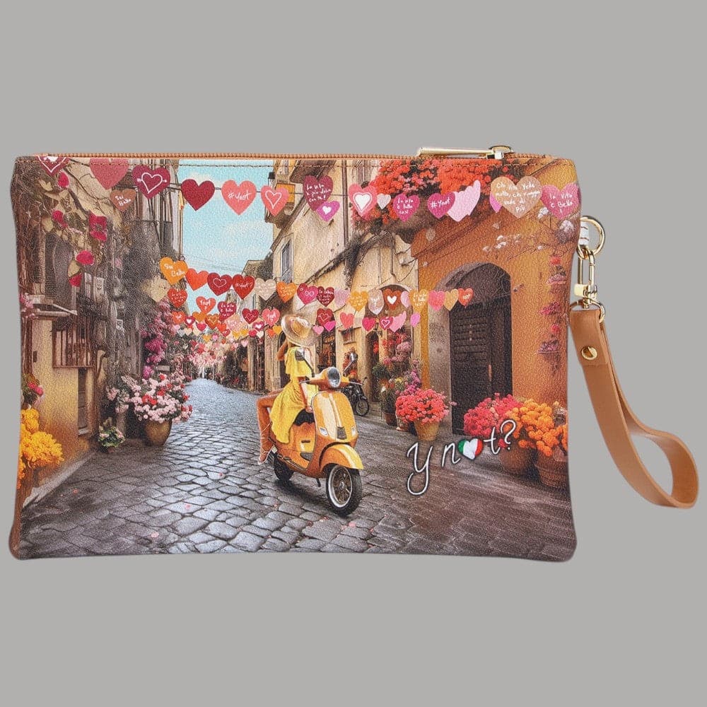 YNot Pochette Yesbag Stampa Città con Polsiera e Zip Frontale Elegante - 6