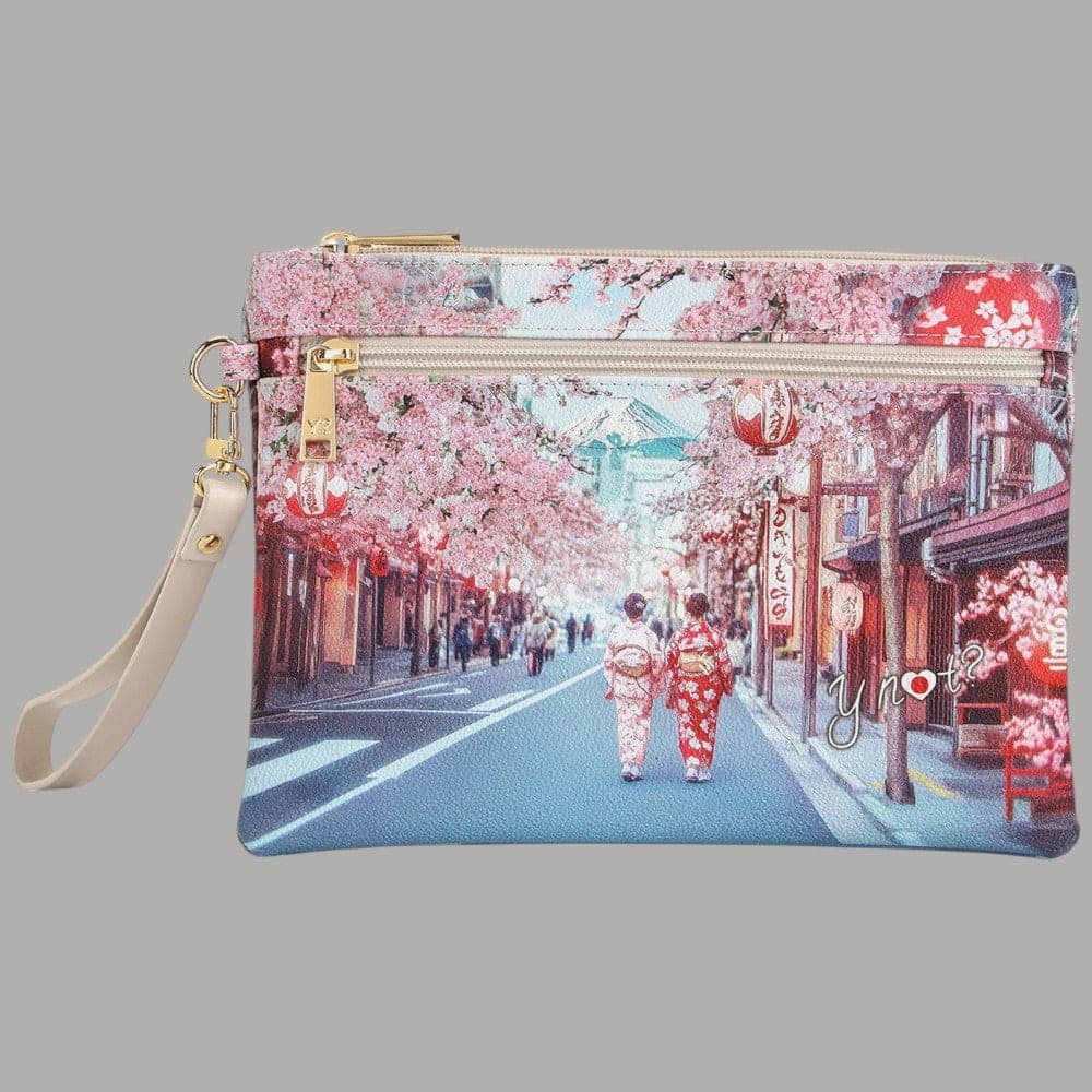YNot Pochette Yesbag Stampa Città con Polsiera e Zip Frontale Elegante - 7
