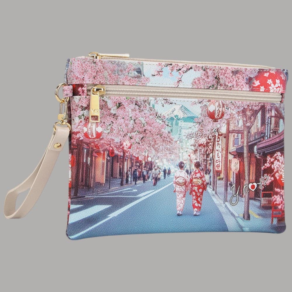 YNot Pochette Yesbag Stampa Città con Polsiera e Zip Frontale Elegante - 8