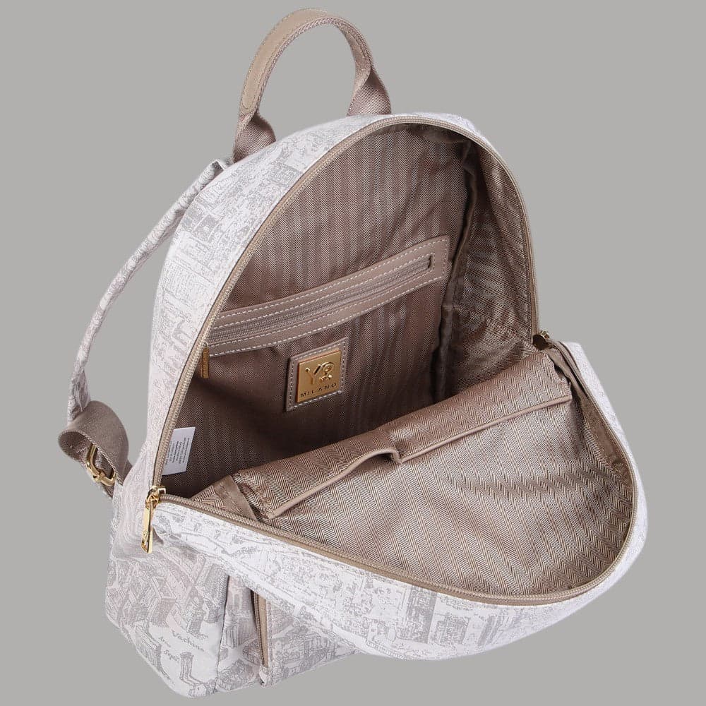 YNot Zaino GUM Donna Stampa Vintage Ecopelle Oro Leggero e Resistente - 3
