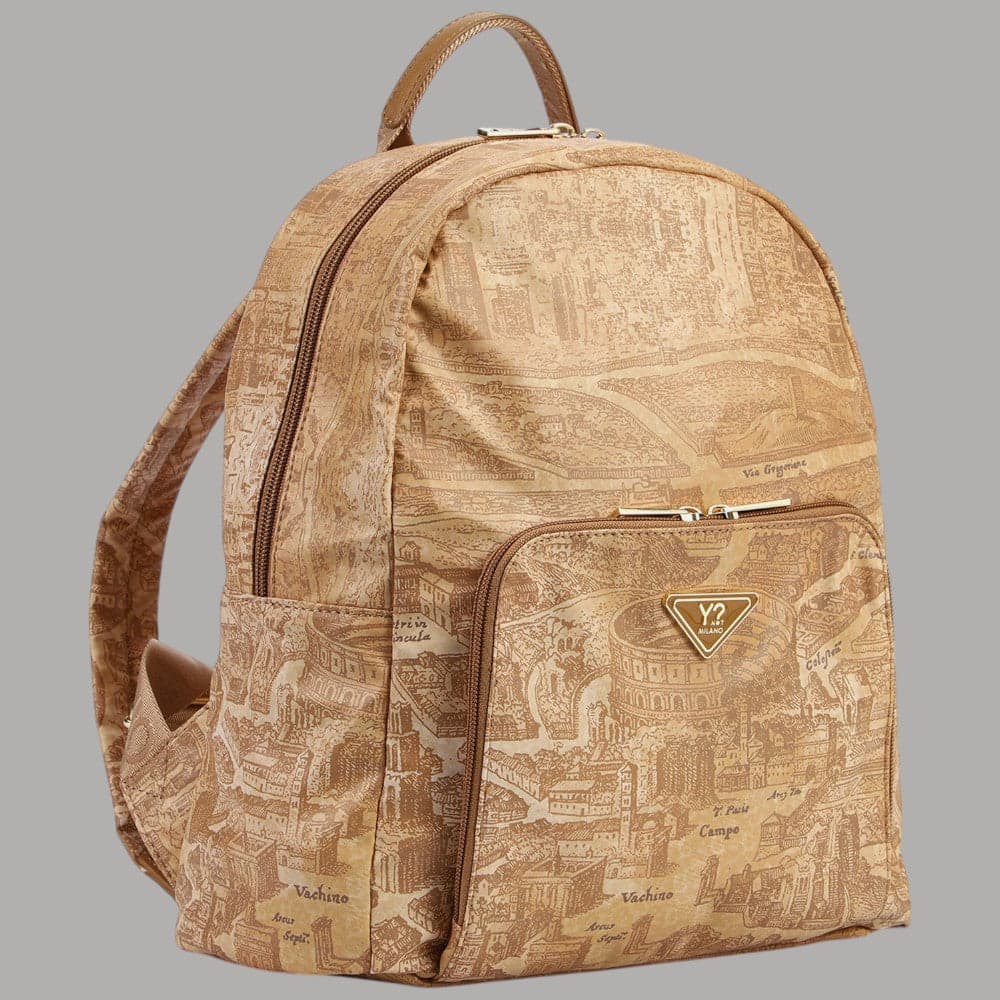YNot Zaino GUM Donna Stampa Vintage Ecopelle Oro Leggero e Resistente - 5