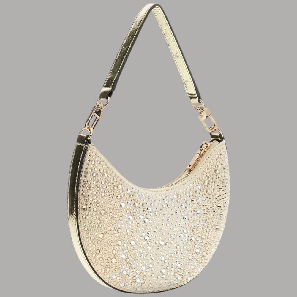 Guess Borsa Hobo Tasmin con Strass e Finiture Dorate Elegante - 7