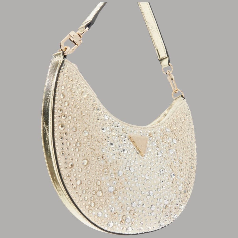 Guess Borsa Hobo Tasmin con Strass e Finiture Dorate Elegante - 9
