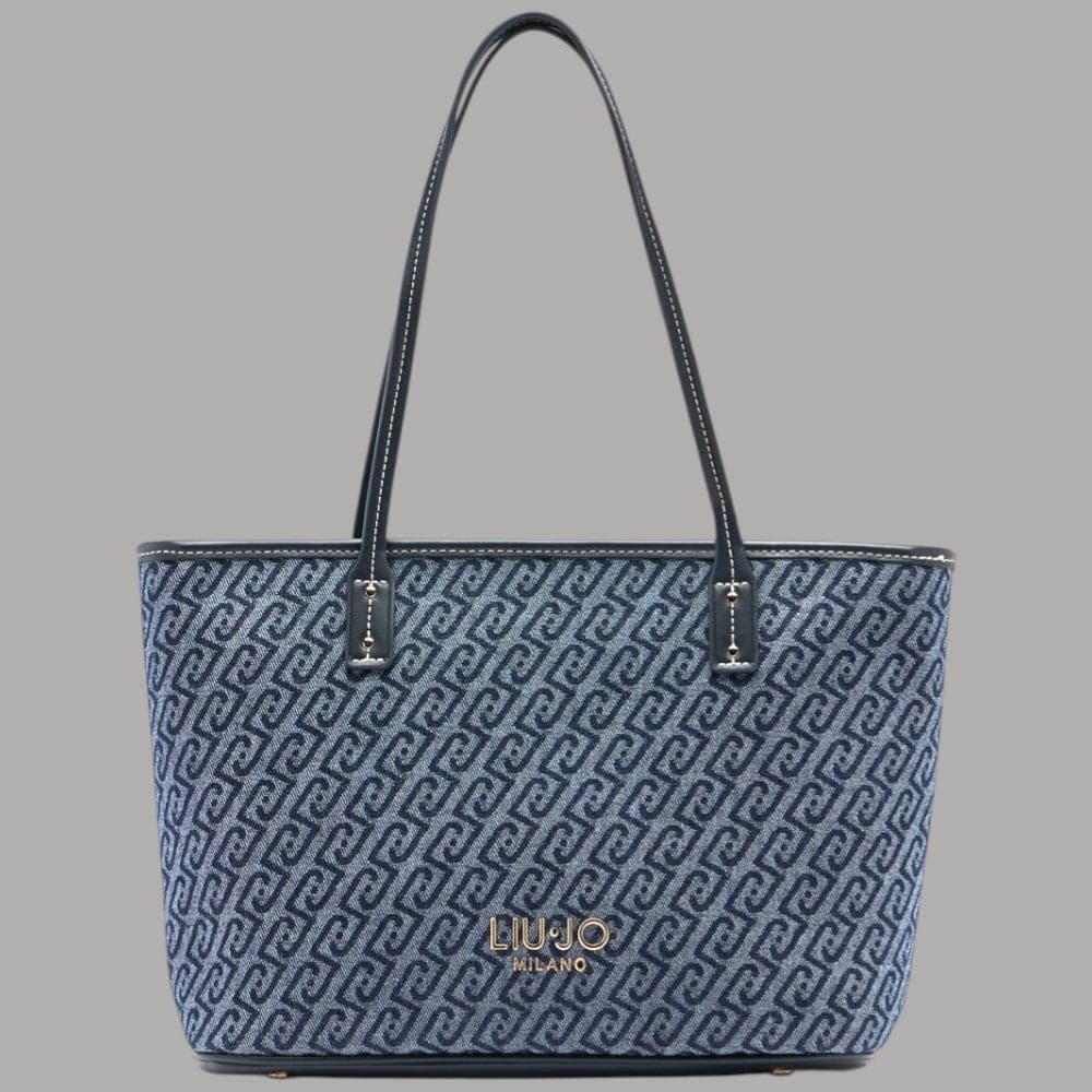 Liu Jo Borsa Shopping Tote Denim Jacquard Elegante 30x12x23cm - 8
