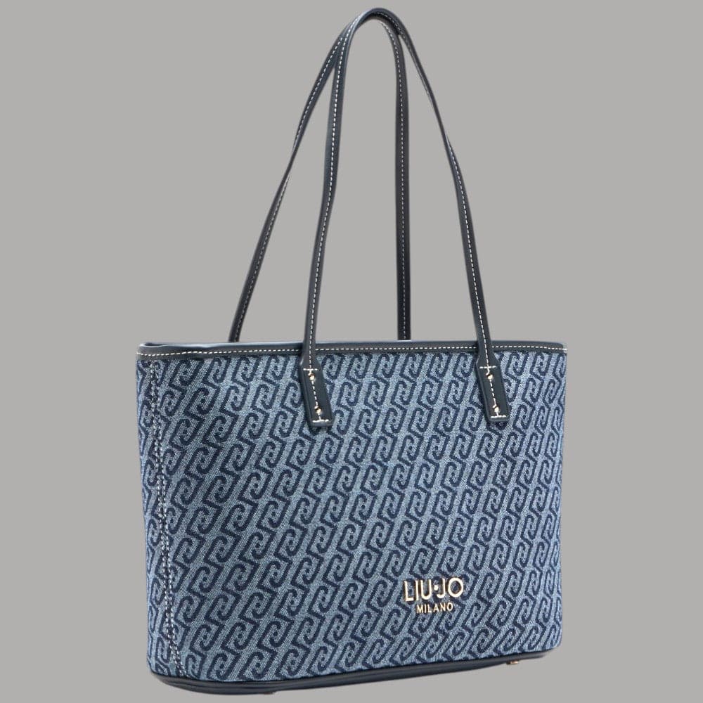 Liu Jo Borsa Shopping Tote Denim Jacquard Elegante 30x12x23cm - 2