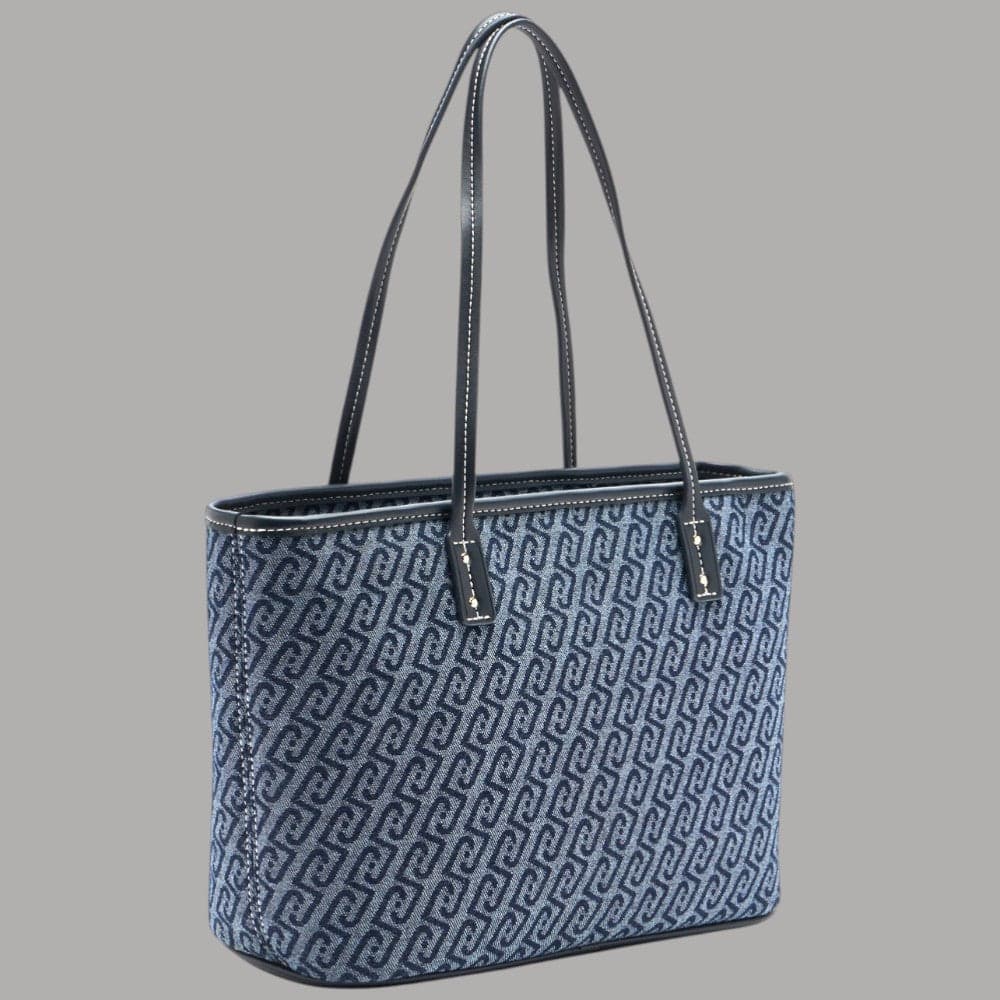 Liu Jo Borsa Shopping Tote Denim Jacquard Elegante 30x12x23cm - 3