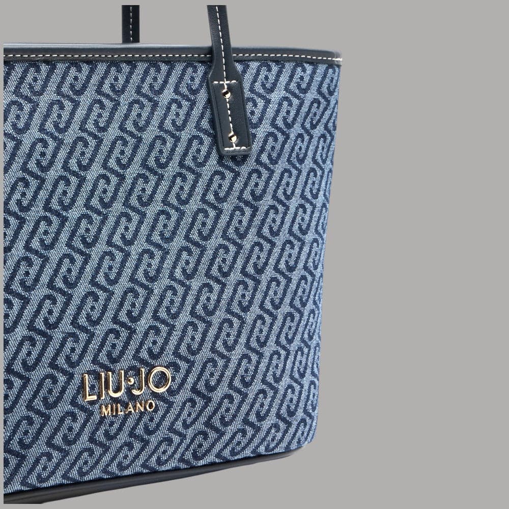 Liu Jo Borsa Shopping Tote Denim Jacquard Elegante 30x12x23cm - 4