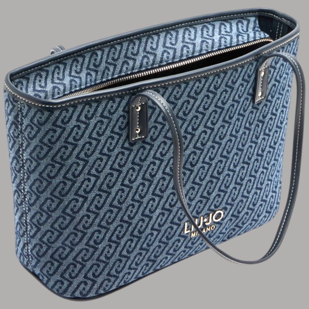 Liu Jo Borsa Shopping Tote Denim Jacquard Elegante 30x12x23cm - 6