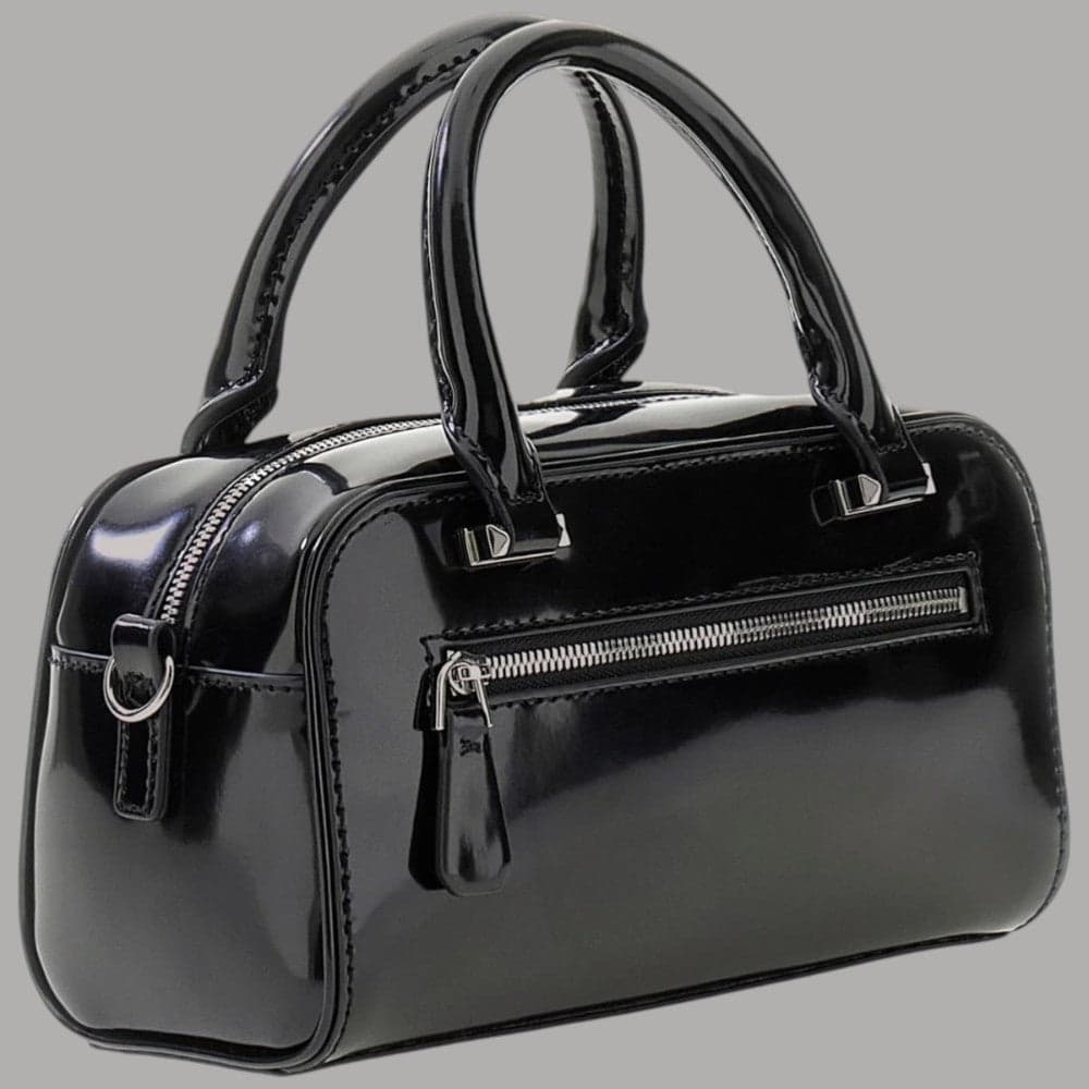Guess Mini Borsa Lucida Arnela con Tracolla e Dettagli Argento - 6