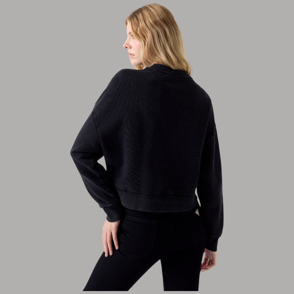 Felpa Guess GJ Donna Cropped Girocollo con Logo Ricamato - 3