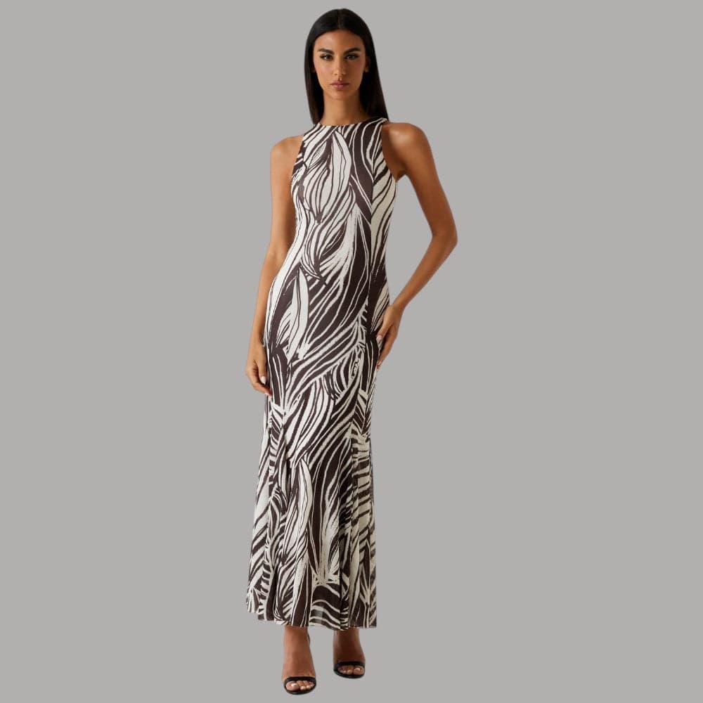 Vestito Lungo Guess Fantasia Collo Americana, Stile Elegante - 6