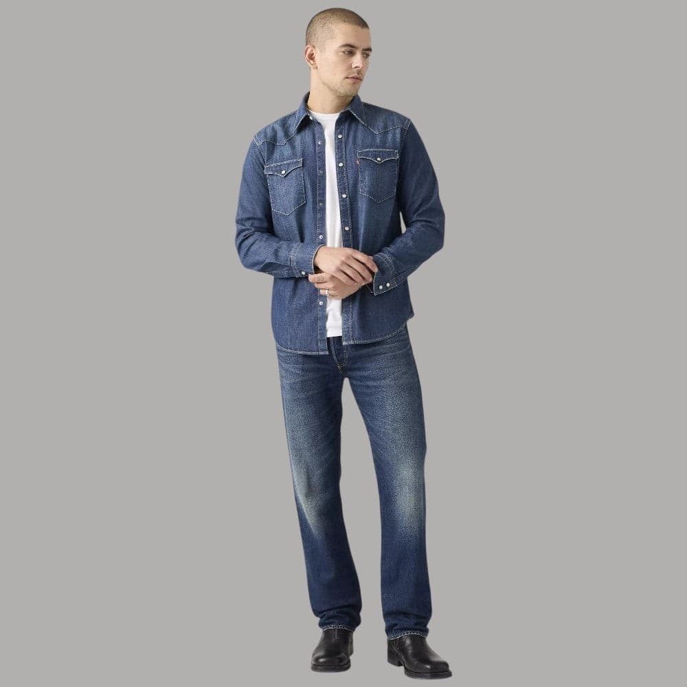 Levi's 501 Original Dritto Uomo Lavaggio Scuro No-Stretch - 4