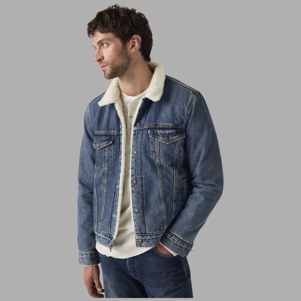 Levi's Giacca Trucker Sherpa Blu in Jeans Denim Resistente - 2