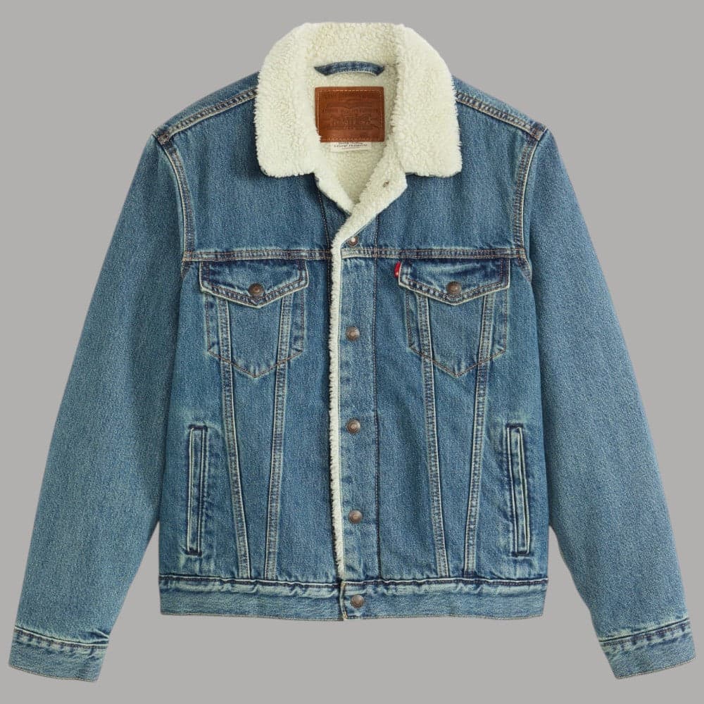 Levi's Giacca Trucker Sherpa Blu in Jeans Denim Resistente - 5