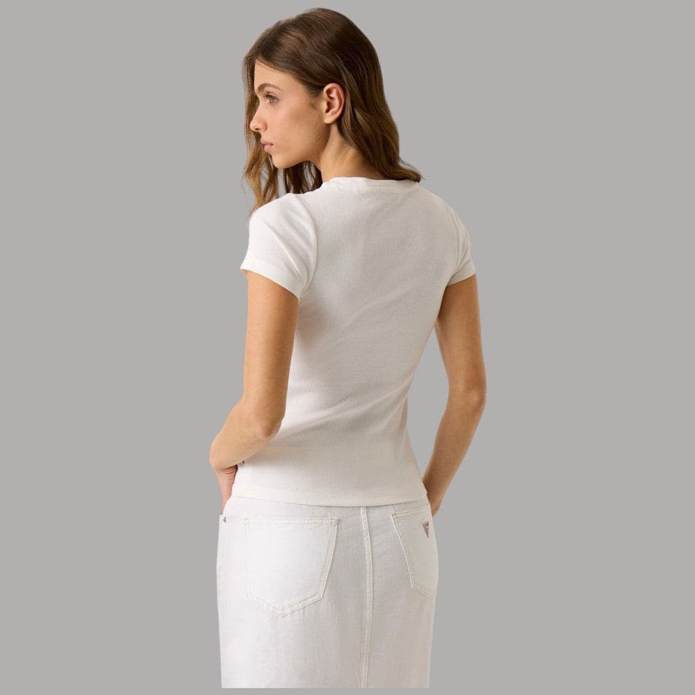 Maglietta a Coste T-Shirt Guess GJ Stella Ricamata Slim Fit - 4