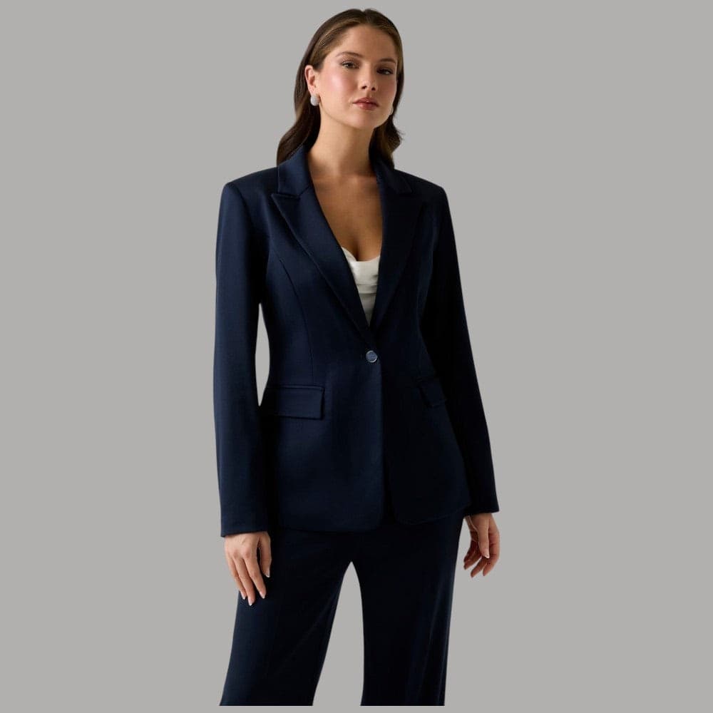 Giacca Guess Blazer Blu Chloe con Bottone Gioiello in Viscosa